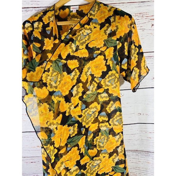 Lularoe Shirley Top Small Kimono Duster Midi Cover Up Sheer Floral Boho Hippy - Picture 5 of 12